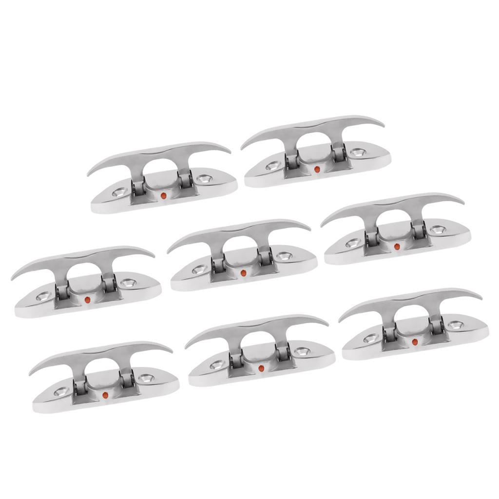 8 Pieces Folding Cleat Mount Marine Boat Hardware Stainless Steel 316