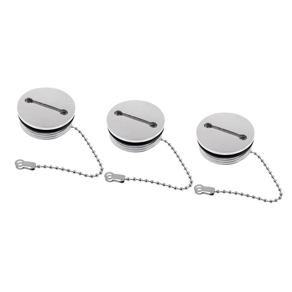 3 Pieces Boat Stainless Steel Slotted Replacement Deck Fill Cap for Chain