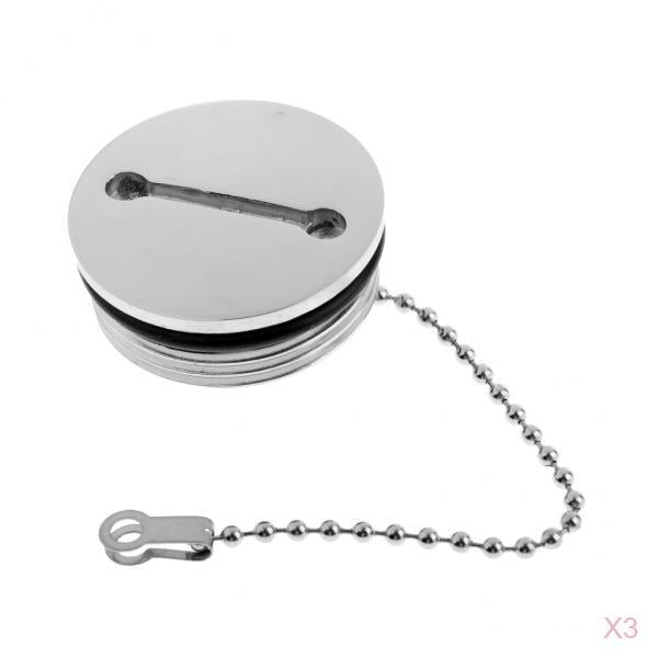 3 Pieces Boat Stainless Steel Slotted Replacement Deck Fill Cap for Chain