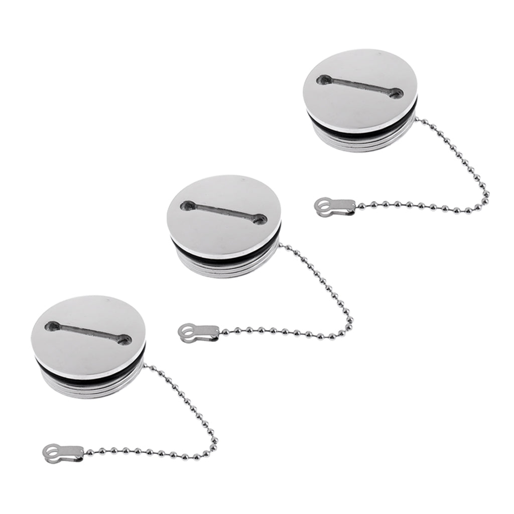 3 Pieces Boat Stainless Steel Slotted Replacement Deck Fill Cap for Chain