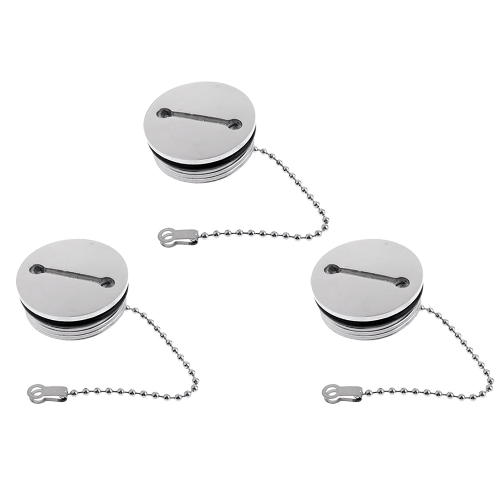 3 Pieces Boat Stainless Steel Slotted Replacement Deck Fill Cap for Chain