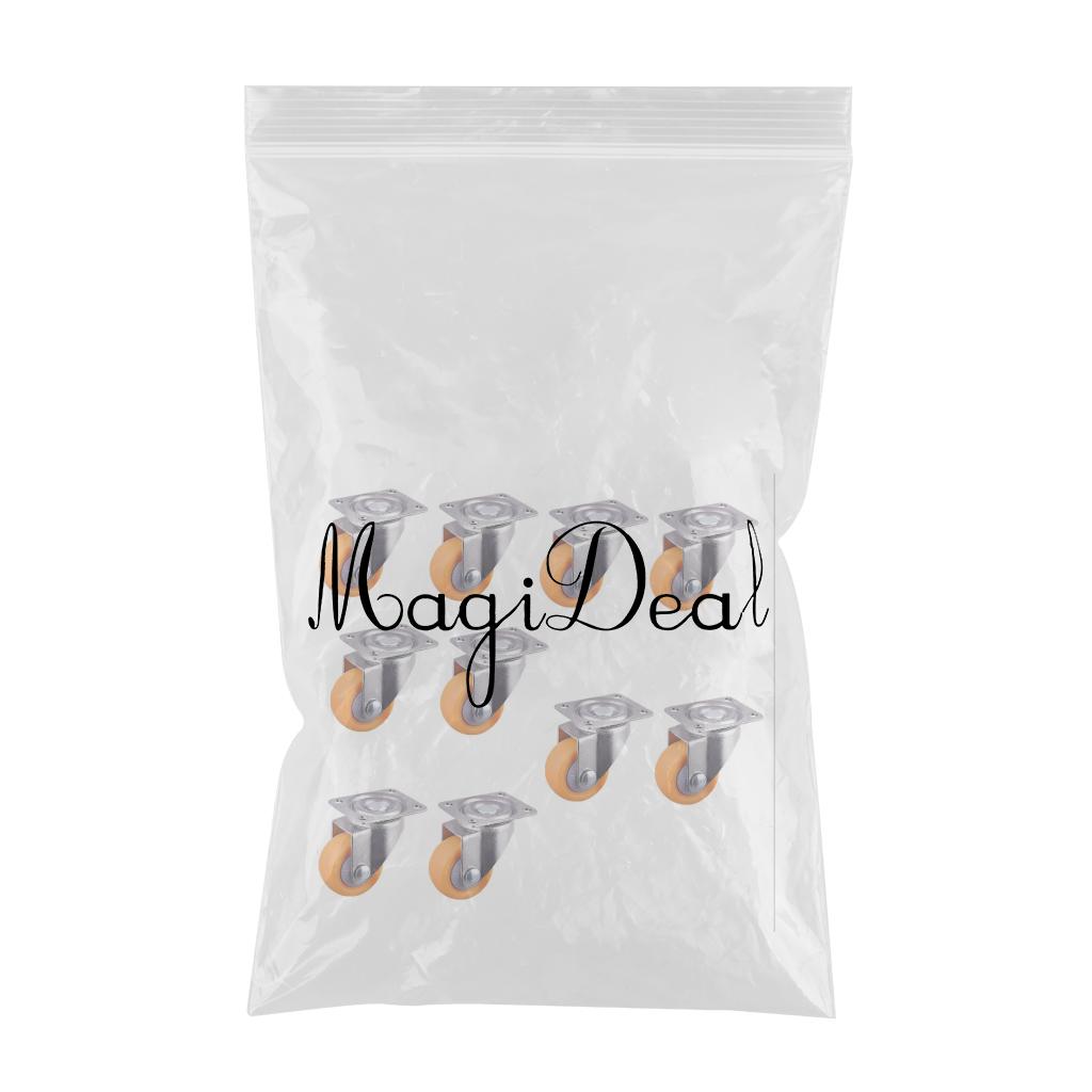 10x Nylon All Swivel Caster Wheels Plate Caster for Trolleys Orange 25mm