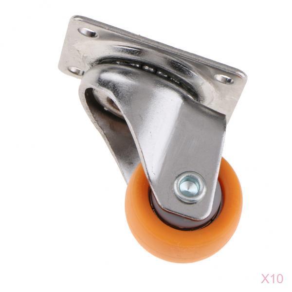 10x Nylon All Swivel Caster Wheels Plate Caster for Trolleys Orange 25mm