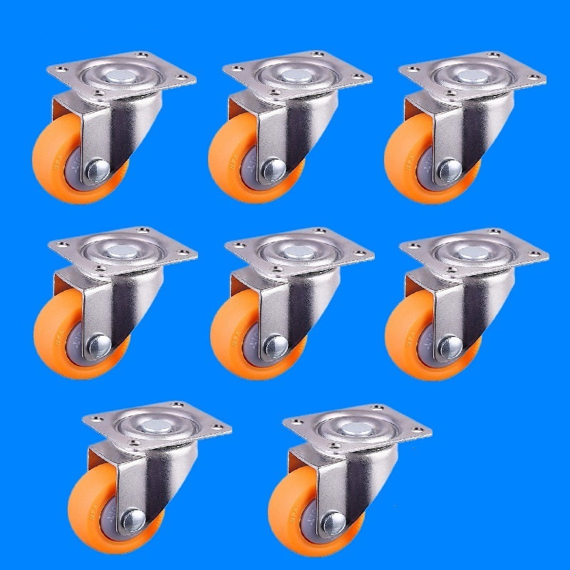 8x Nylon All Swivel Caster Wheels Plate Caster for Trolleys Orange 32mm