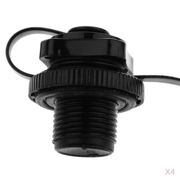 4 Pieces Plastic Screw Air Valve Caps for Inflatable Boat Pool Raft Black