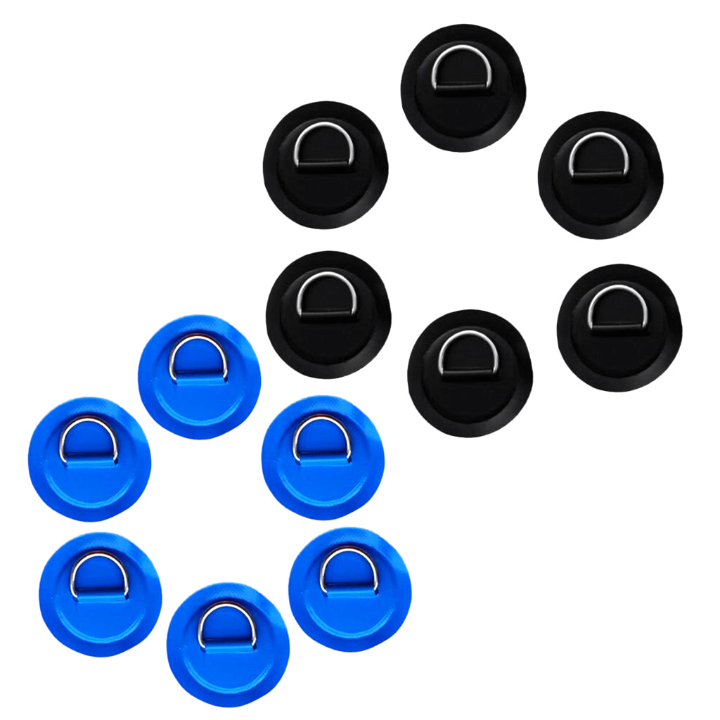 12Pcs Kayak Inflatable Boat Stainless Steel D Ring PVC Patch Black Blue