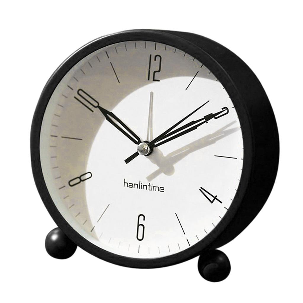 2pcs European Round Battery Alarm Clock Desktop Table Bedside Clocks Decor