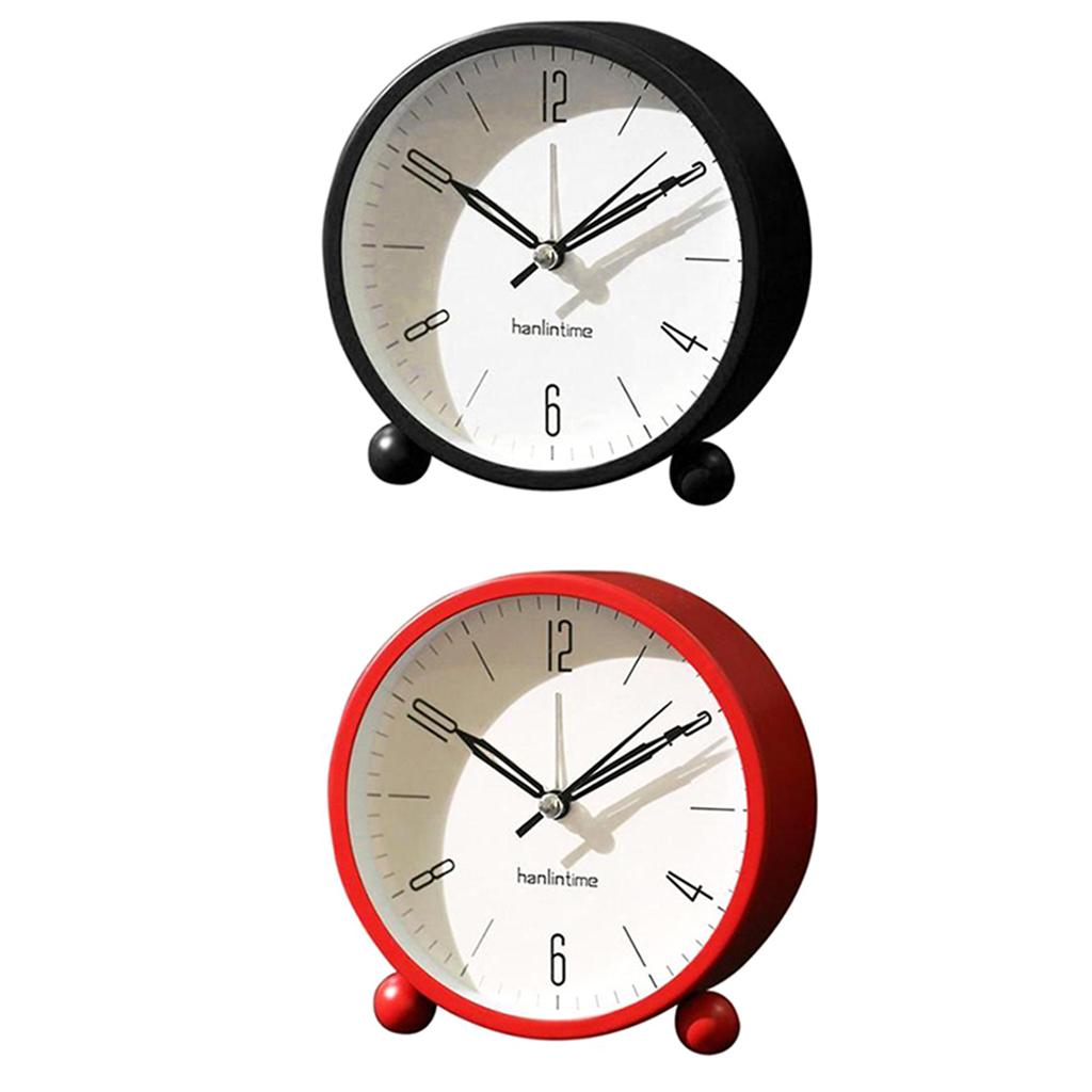2pcs European Round Battery Alarm Clock Desktop Table Bedside Clocks Decor