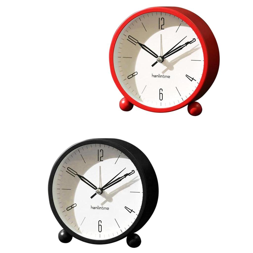 2pcs European Round Battery Alarm Clock Desktop Table Bedside Clocks Decor