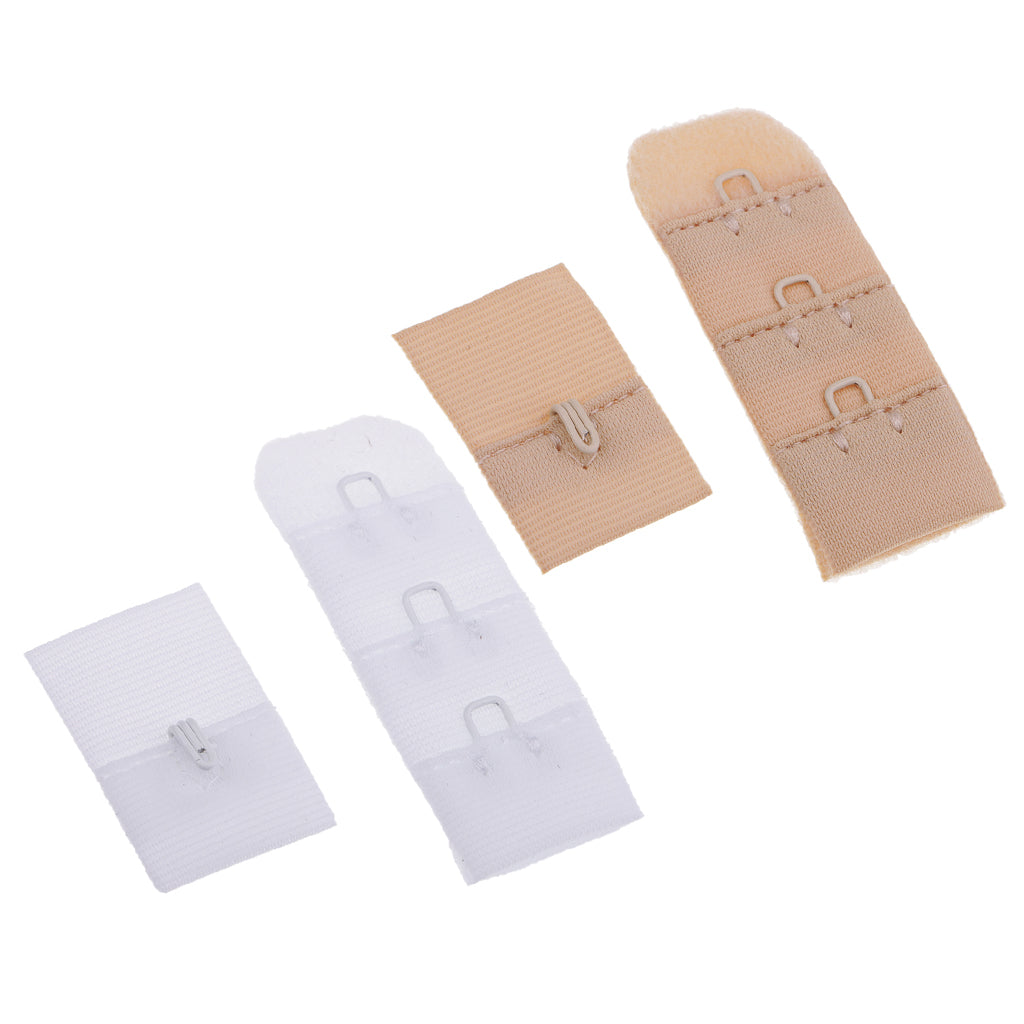 Bra back band extension buckles for Women White+Beige