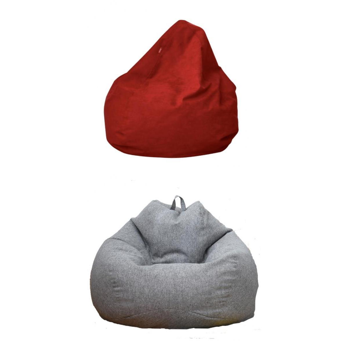 2pcs Solid Color Linen Bean Bag Cover Sofa Slipcover