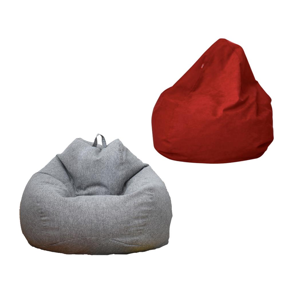 2pcs Solid Color Linen Bean Bag Cover Sofa Slipcover