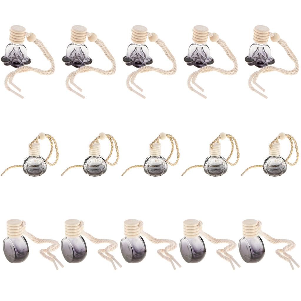 15x Refillable Charm Empty Glass Perfume Bottle Pendant Car Hanging Perfume