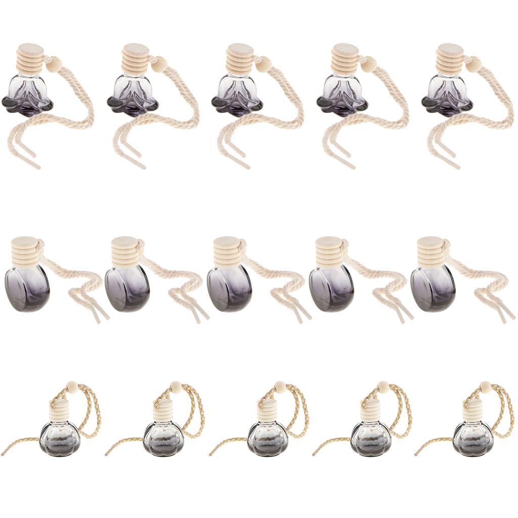 15x Refillable Charm Empty Glass Perfume Bottle Pendant Car Hanging Perfume