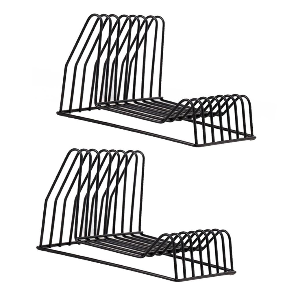 2x Book Holder Metal Wire Desktop Magazine Rack Bookshelf for Office Black