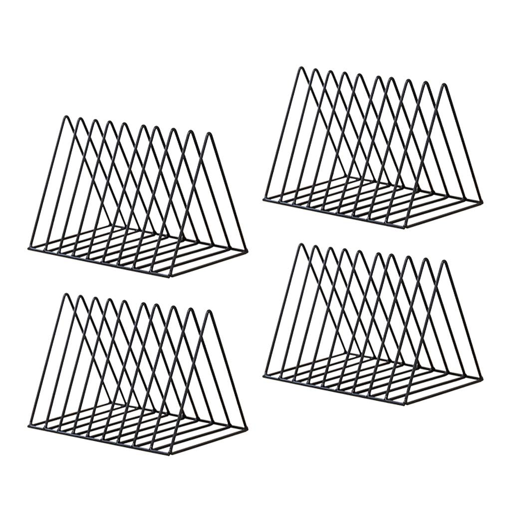 4x Metal Desk Book Holder Modern Minimalist Bookshelf for Home Office Black
