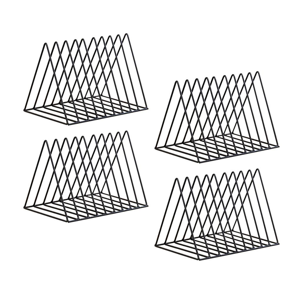 4x Metal Desk Book Holder Modern Minimalist Bookshelf for Home Office Black