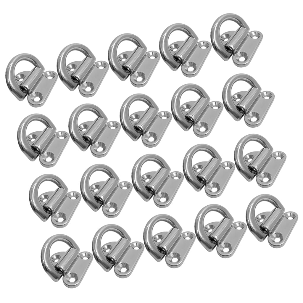 20pcs Small Folding Pad Eye Deck Lashing Rings Staple Cleat for Trailer Boat