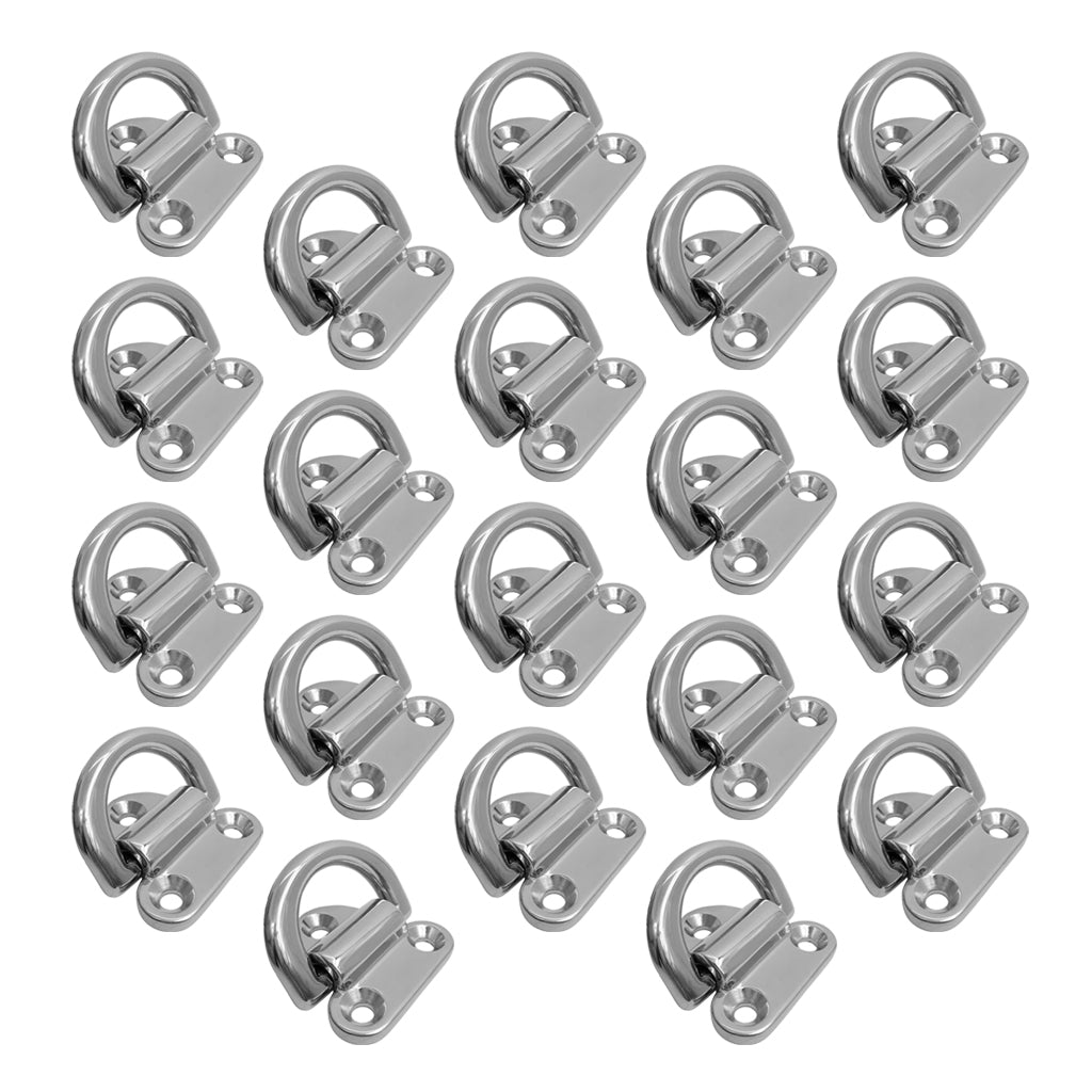 20pcs Small Folding Pad Eye Deck Lashing Rings Staple Cleat for Trailer Boat