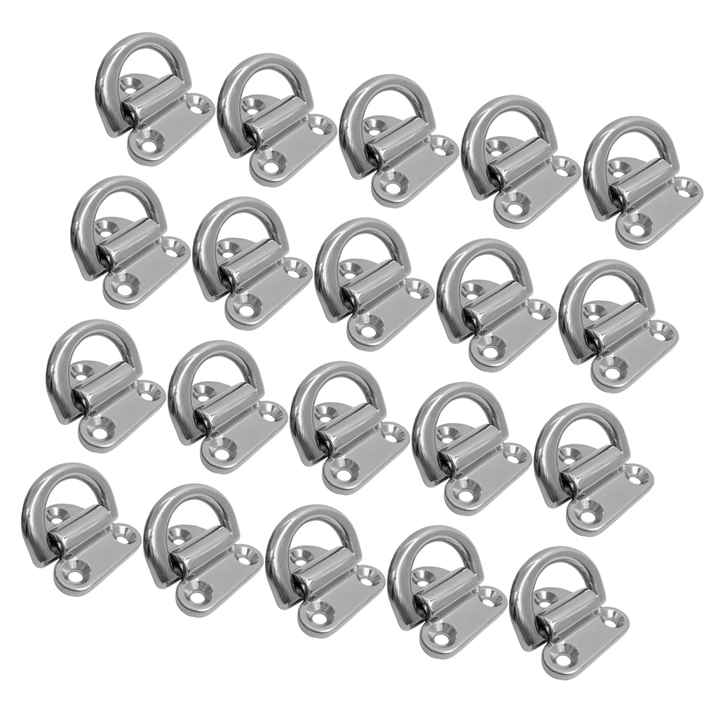 20pcs Small Folding Pad Eye Deck Lashing Rings Staple Cleat for Trailer Boat