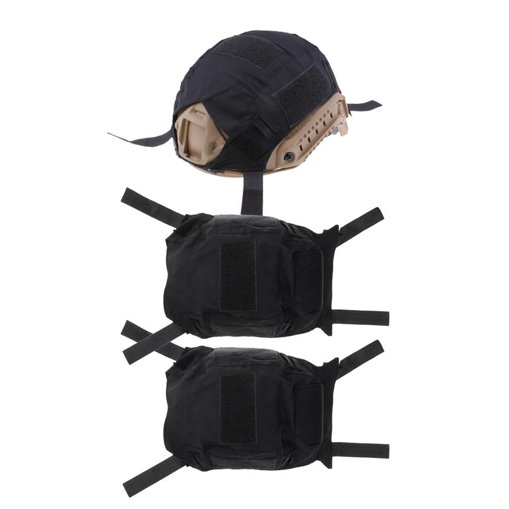3 Pcs Tactical Hunting FAST Camo Helmet Cover Outdoor Equipment Black
