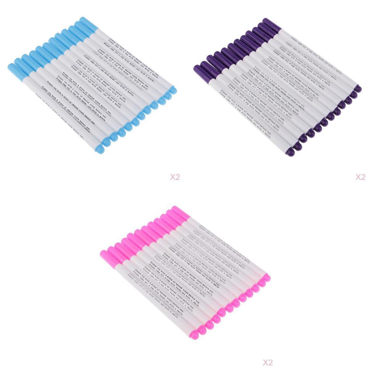 72 Pieces Air Erasable Pen Water Soluble Pens Fabric Marker Blue Purple Pink