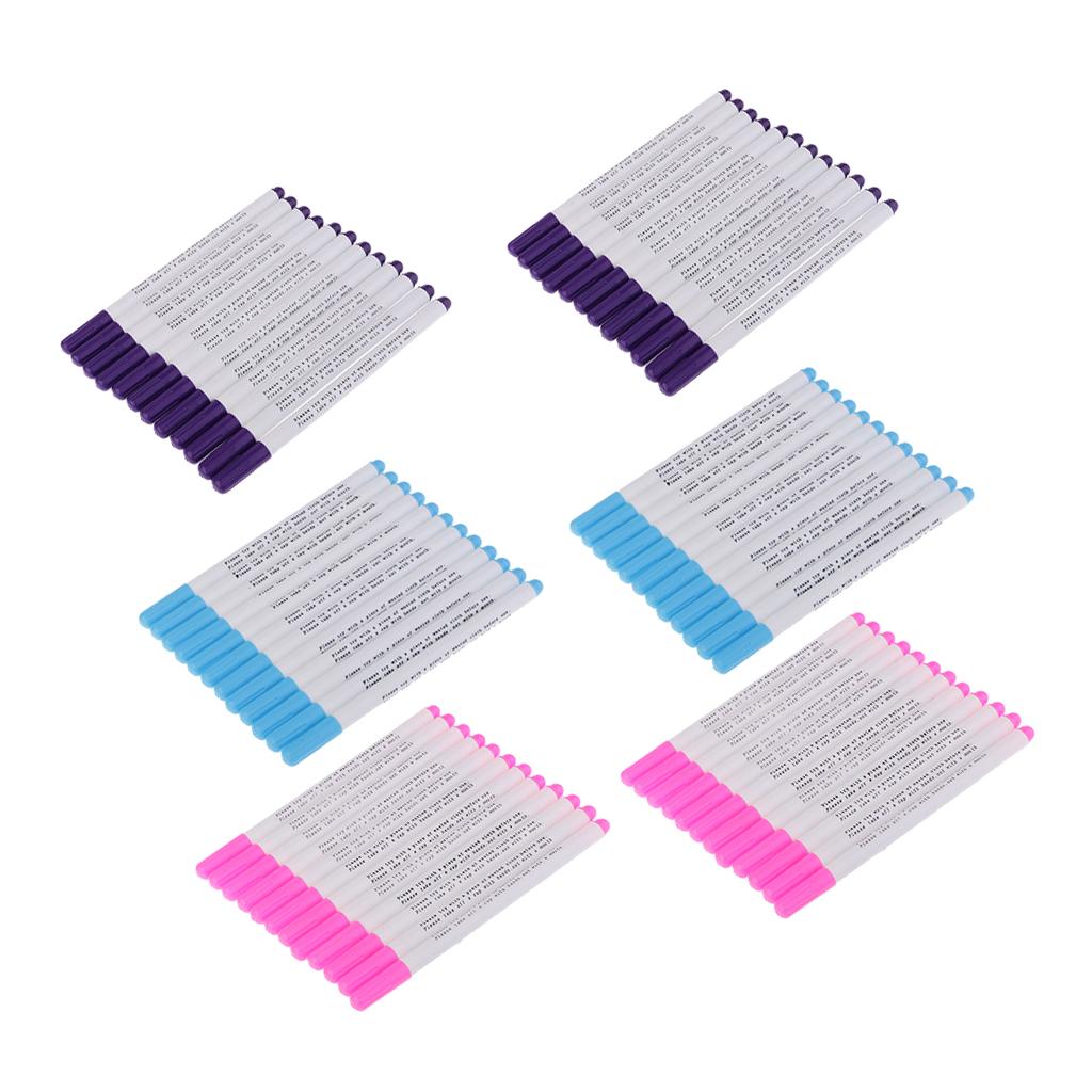 72 Pieces Air Erasable Pen Water Soluble Pens Fabric Marker Blue Purple Pink