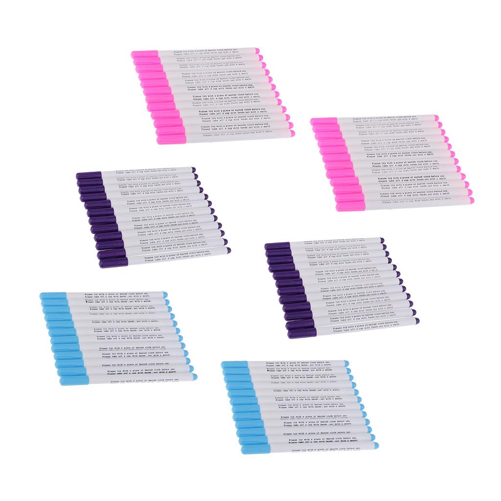 72 Pieces Air Erasable Pen Water Soluble Pens Fabric Marker Blue Purple Pink