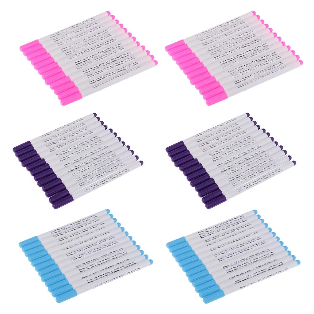 72 Pieces Air Erasable Pen Water Soluble Pens Fabric Marker Blue Purple Pink