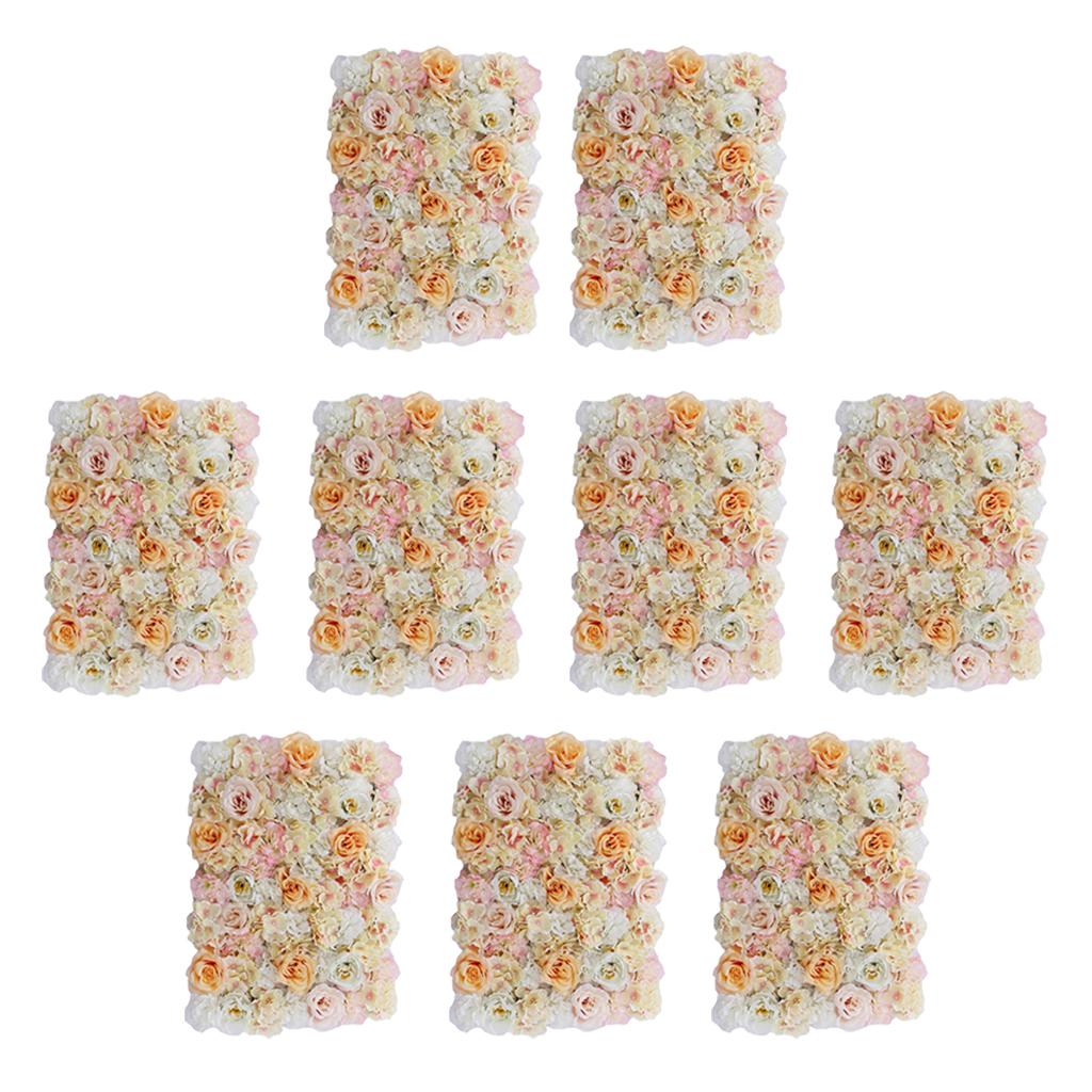 9Pcs Artificial Flower Wall Panel Wedding Venue Shop Window Decor Champagne