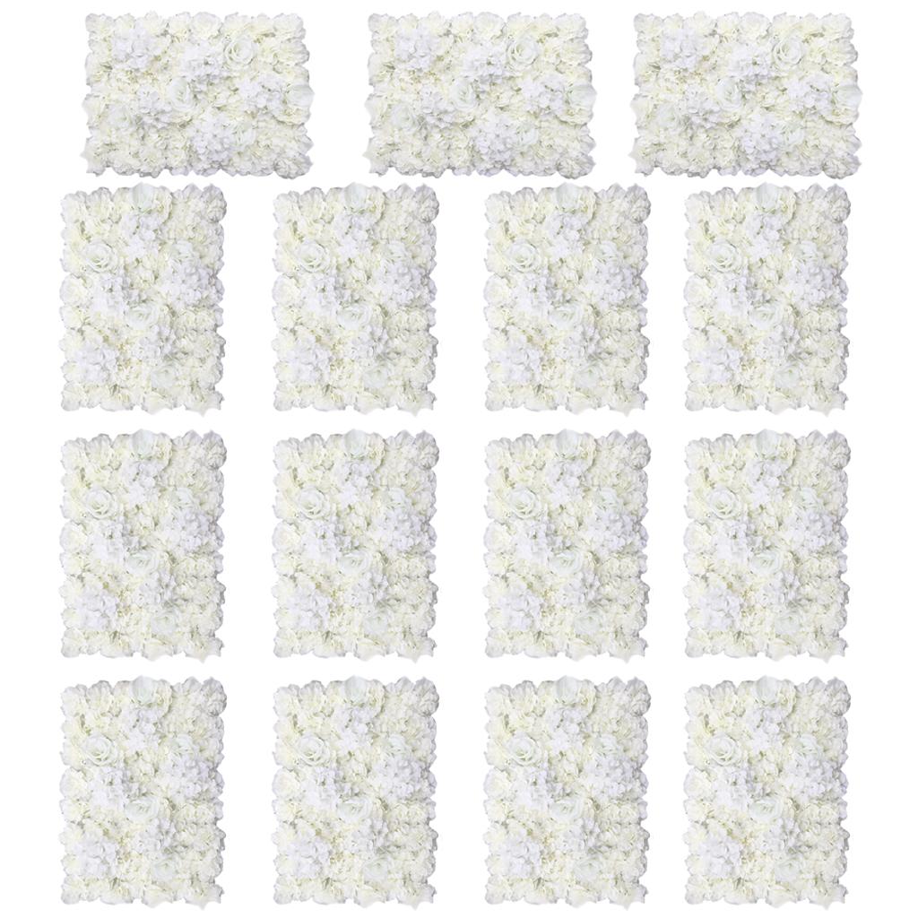 15Pcs Artificial Flower Wall Panel Wedding Venue Shop Window Decor Cream