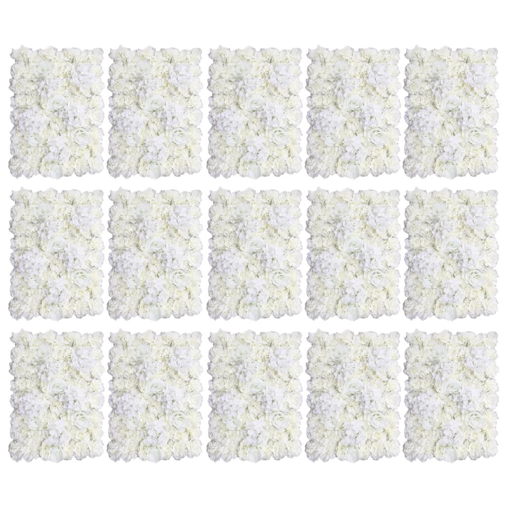 15Pcs Artificial Flower Wall Panel Wedding Venue Shop Window Decor Cream
