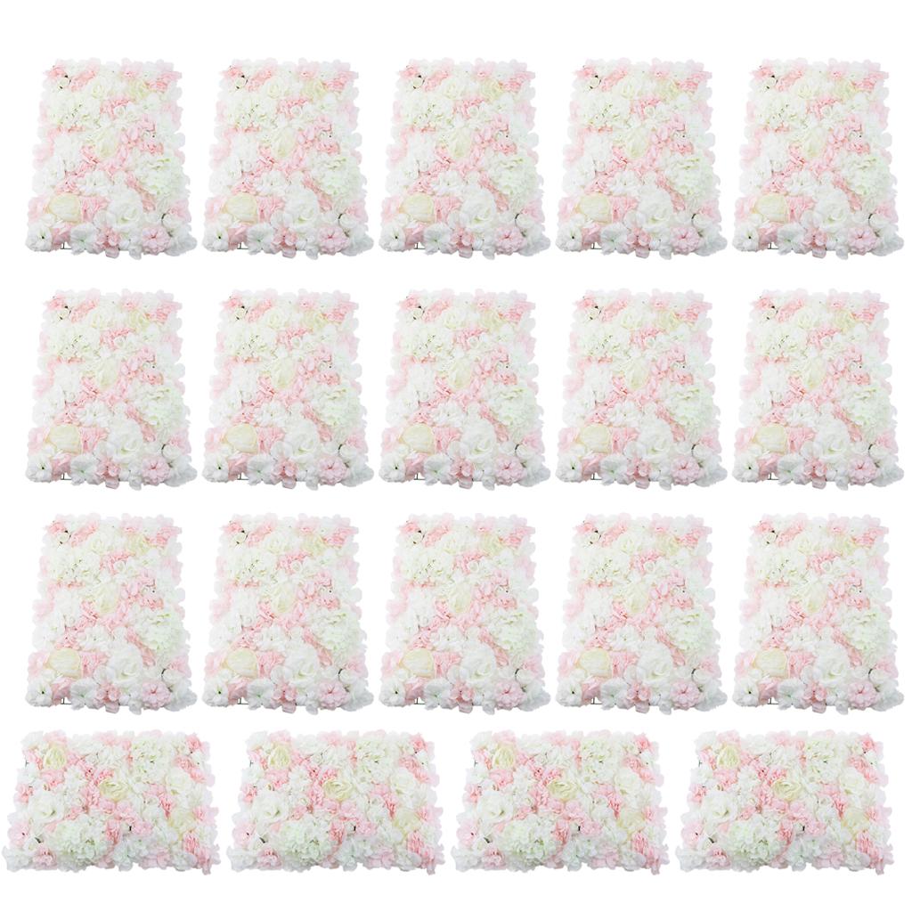 20Pcs Artificial Flower Wall Panel Wedding Venue Shop Window Decor Pink