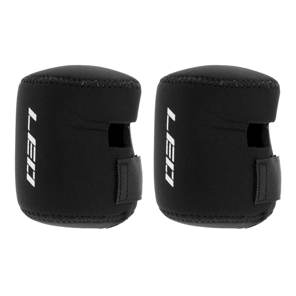 2pcs Elastic Soft SBR Fishing Reel Bag Drum Reel Cover Protective Case Black