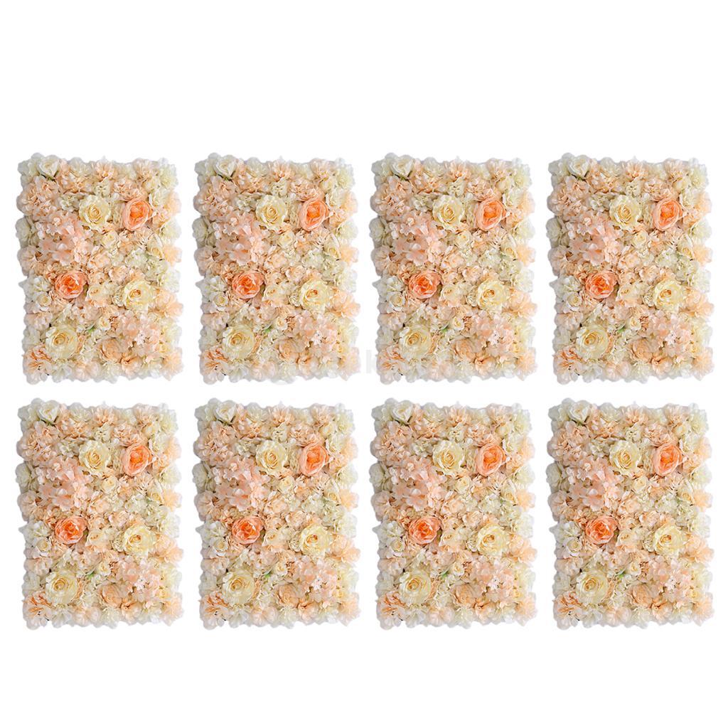 8Pcs Artificial Flower Wall Panel Wedding Venue Shop Window Decor Orange