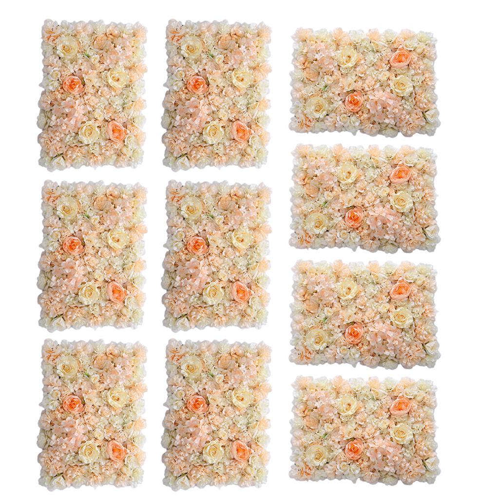 10Pcs Artificial Flower Wall Panel Wedding Venue Shop Window Decor Orange