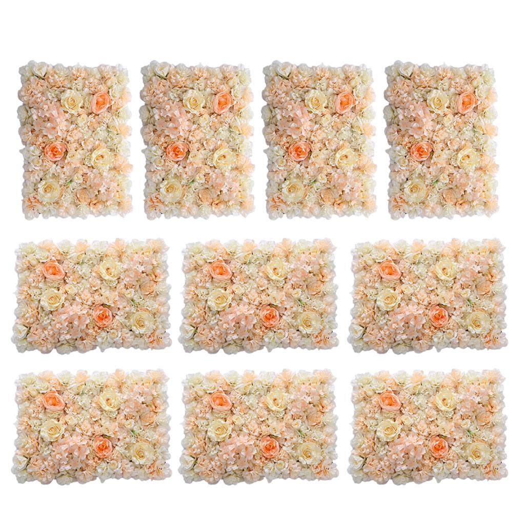 10Pcs Artificial Flower Wall Panel Wedding Venue Shop Window Decor Orange