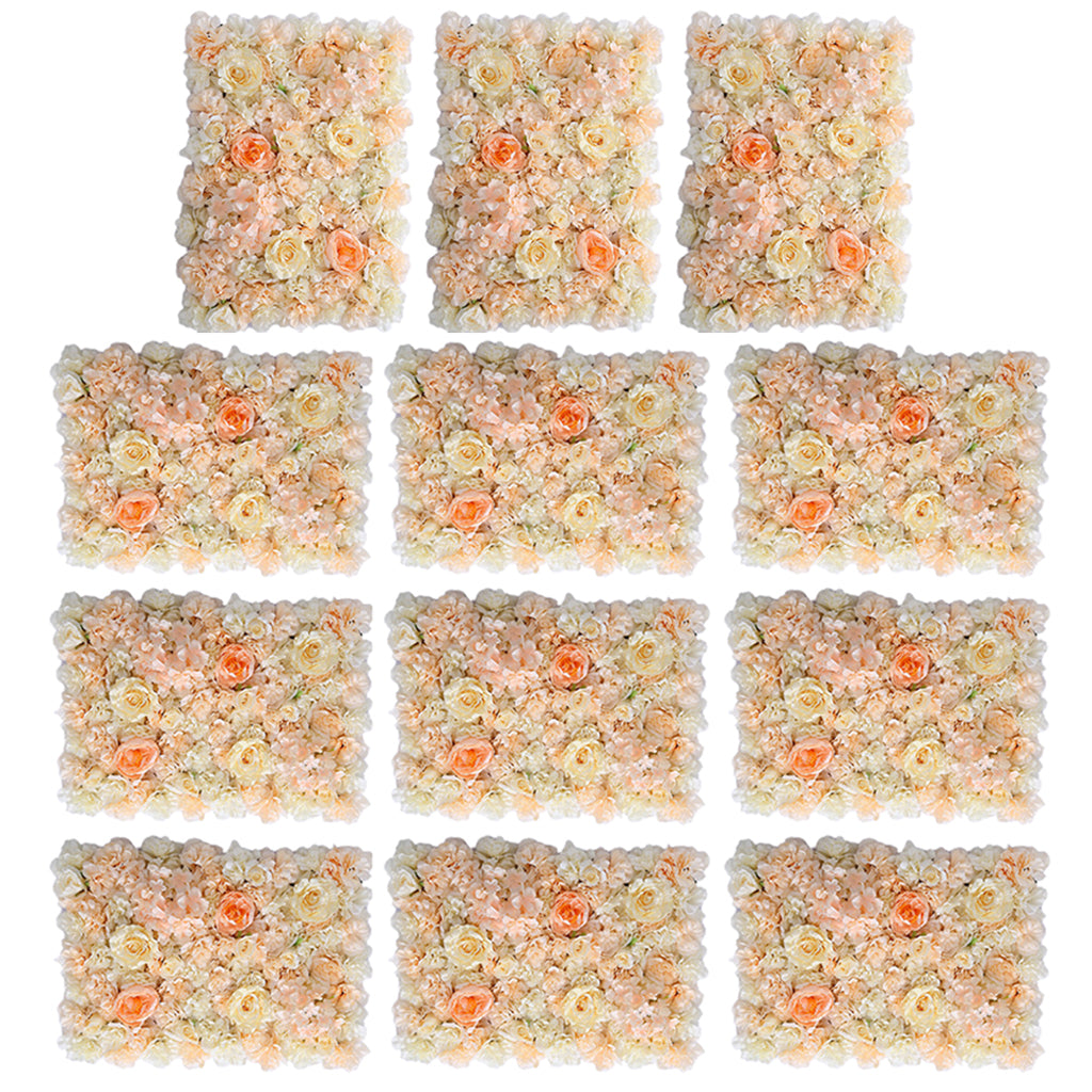 12Pcs Artificial Flower Wall Panel Wedding Venue Shop Window Decor Orange