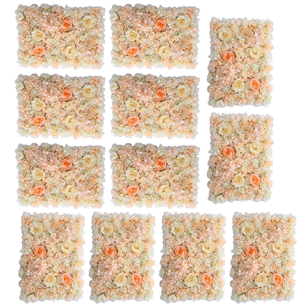 12Pcs Artificial Flower Wall Panel Wedding Venue Shop Window Decor Orange