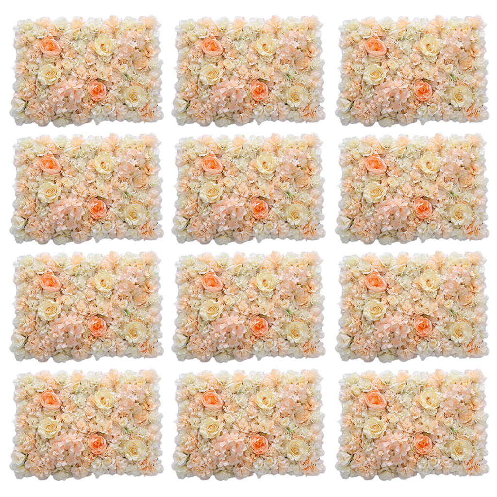 12Pcs Artificial Flower Wall Panel Wedding Venue Shop Window Decor Orange
