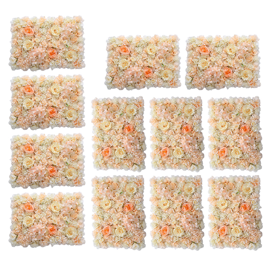 12Pcs Artificial Flower Wall Panel Wedding Venue Shop Window Decor Orange