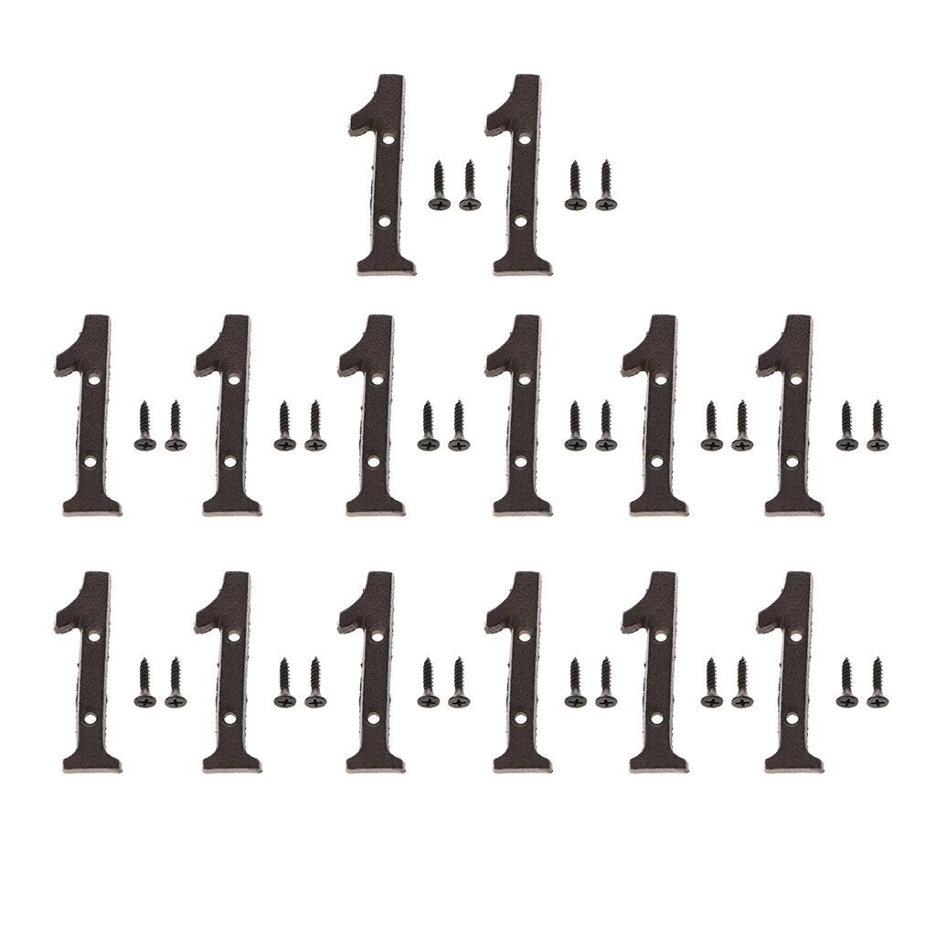 13x Wrought Iron Antique House Door Number Sign Plaque DIY Digit Number 1