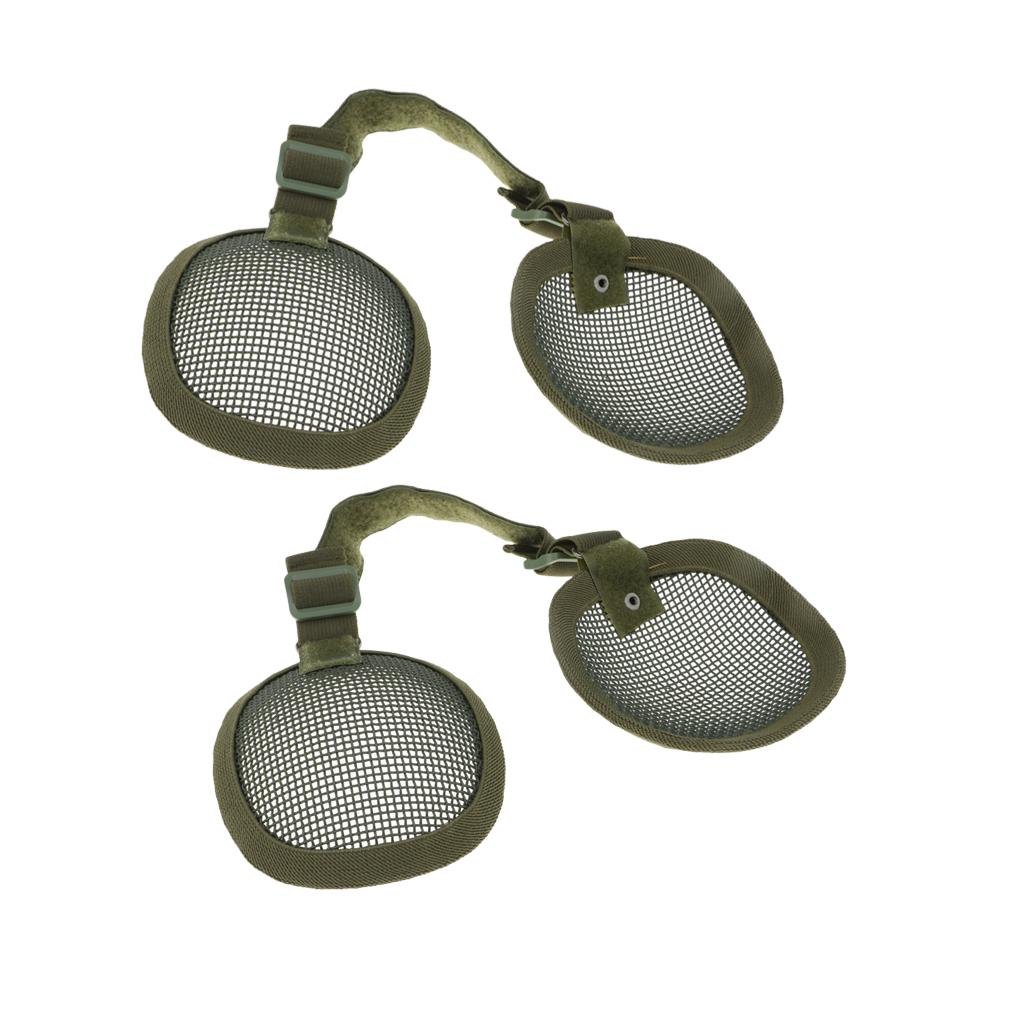 2pcs Tactical Steel Mesh Ear Muffs Protection Helmet Accessory Green