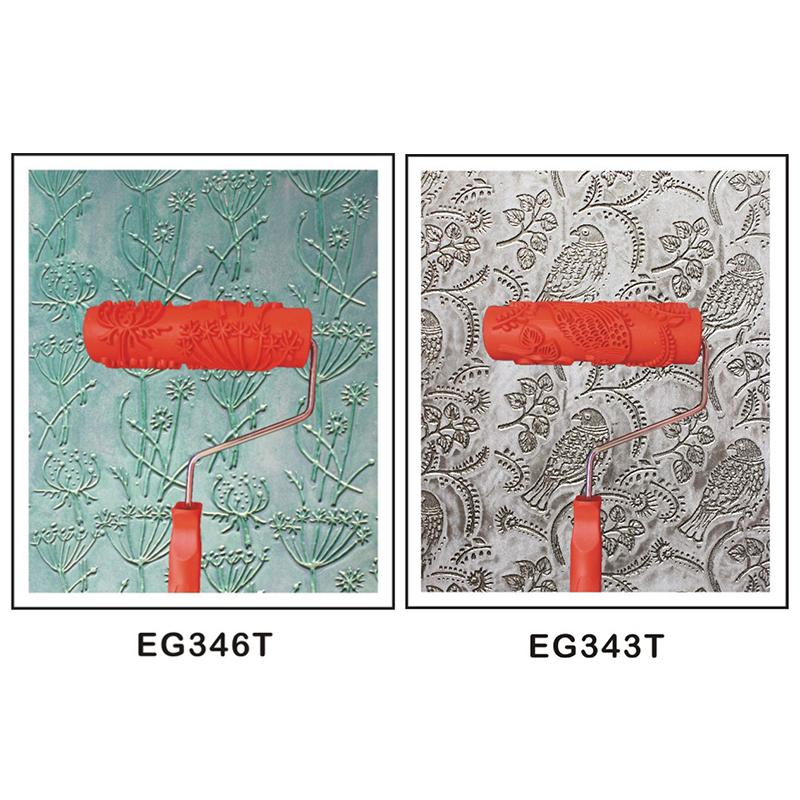 2 Pieces 7 Embossed Pattern Painting Roller Brush Tool Wall DIY Decor"