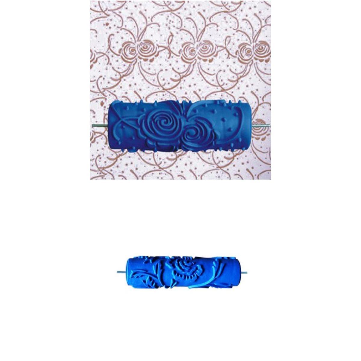 2 Pieces Embossed Floral Pattern Painting Roller Brush Tool Wall DIY Decor