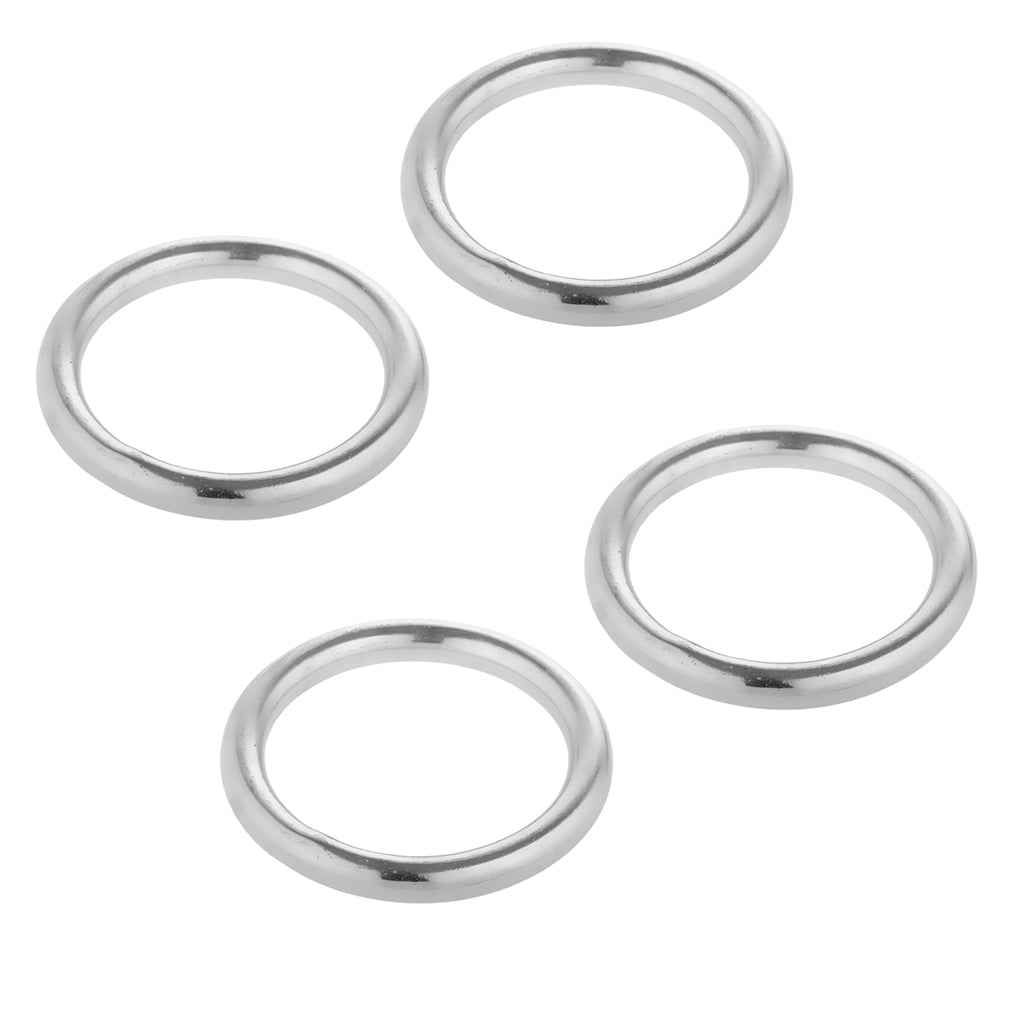 4 Pieces Boat Marine 304 Stainless Steel Polished O Rings Smooth Welded