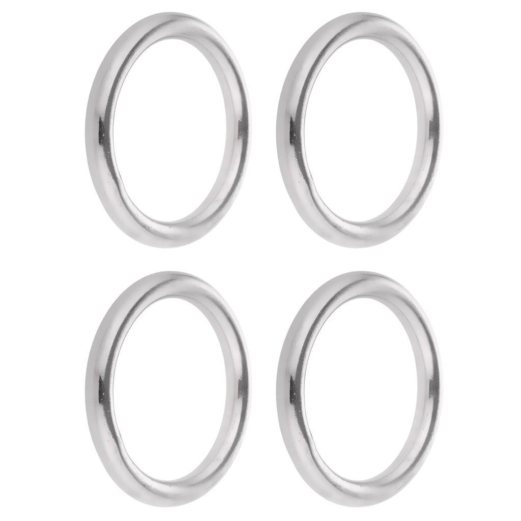 4 Pieces Boat Marine 304 Stainless Steel Polished O Rings Smooth Welded