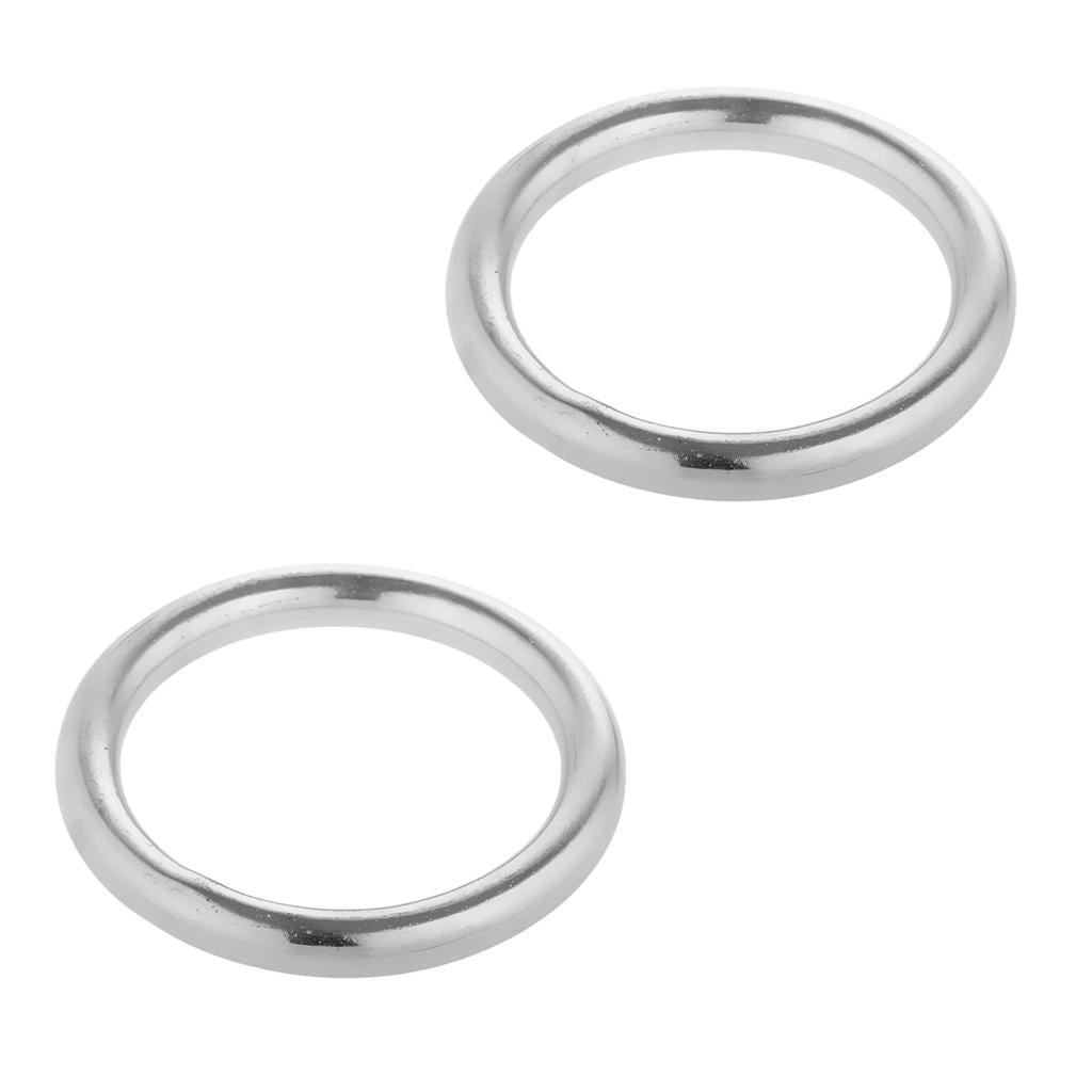 2 Pieces Boat Marine 304 Stainless Steel Polished O Rings Smooth Welded