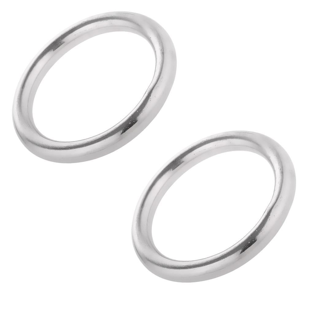 2 Pieces Boat Marine 304 Stainless Steel Polished O Rings Smooth Welded