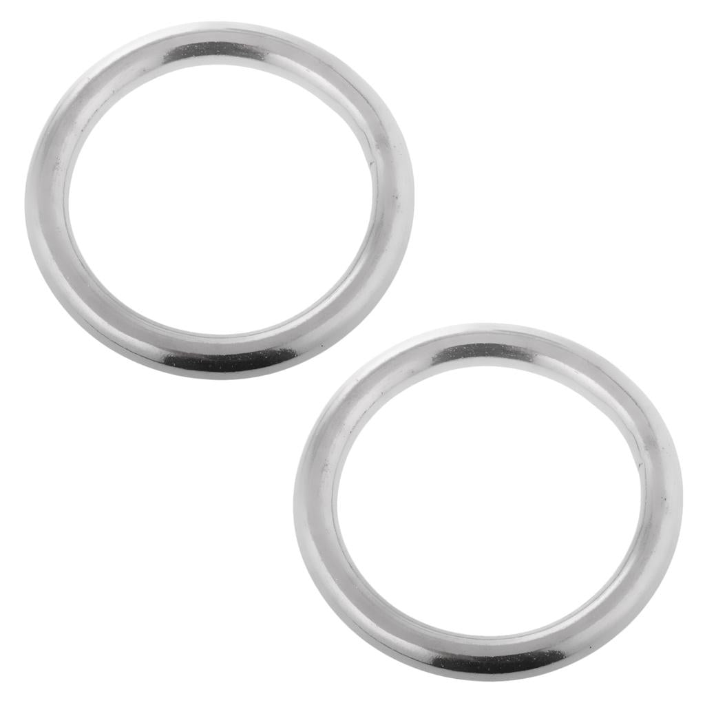 2 Pieces Boat Marine 304 Stainless Steel Polished O Rings Smooth Welded
